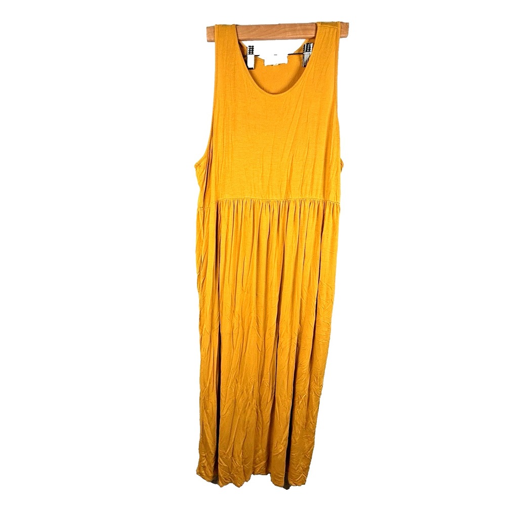 Persephone Maxi Dress Sleeveless Gold Mustard Peasant Boho Lagen Sz 3XL